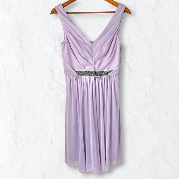 David's Bridal Lavender V-Neck Bridesmaid Wedding Prom Dress w/ Crystals Sz 6 - Picture 1 of 10